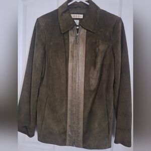 Suede Leather Jacket Moss Green Small Preston & York